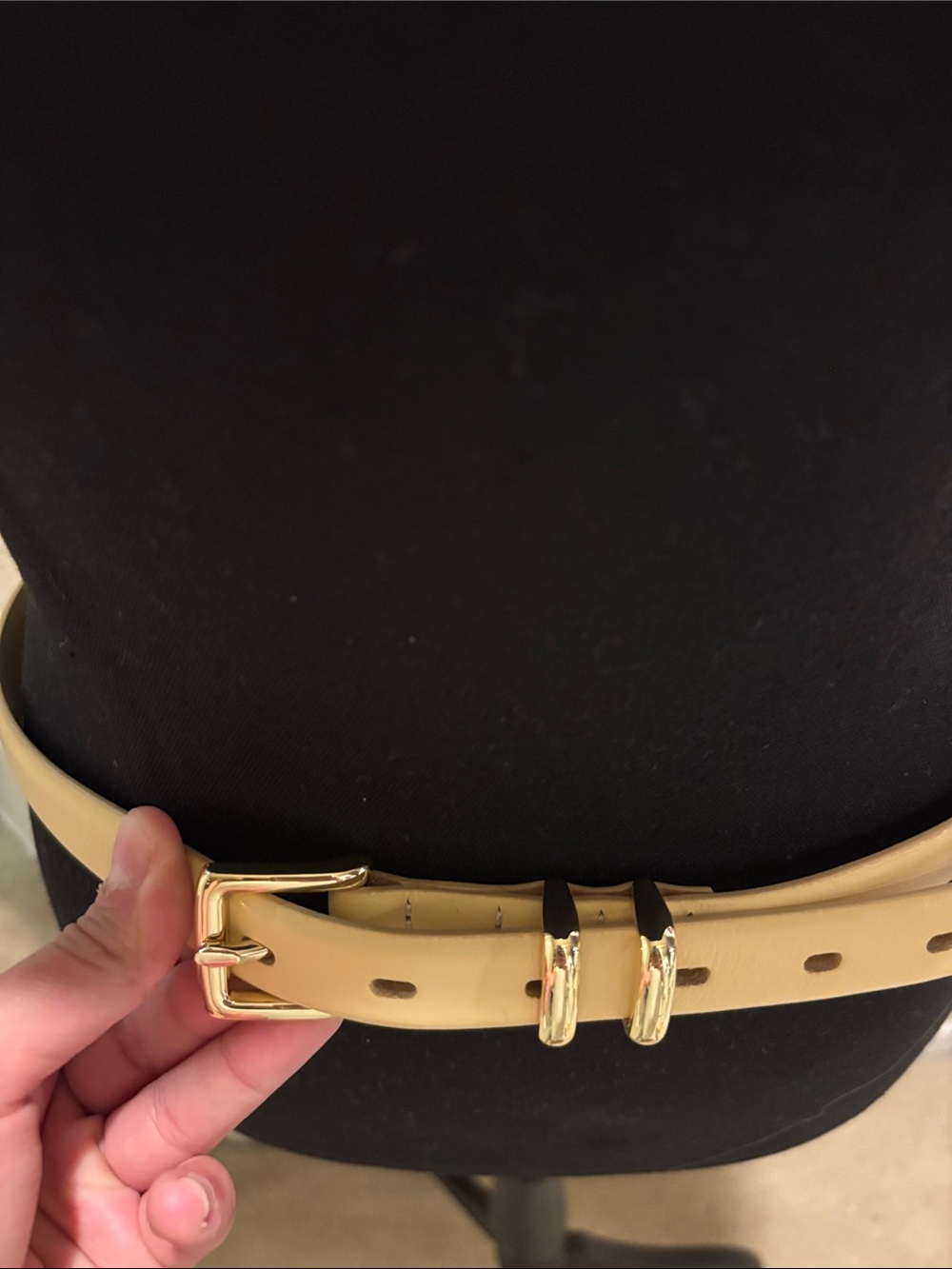 NWOT JCrew Women’s Cream Leather Belt with Gold Buckle in Genuine Leather - Picture 3 of 7